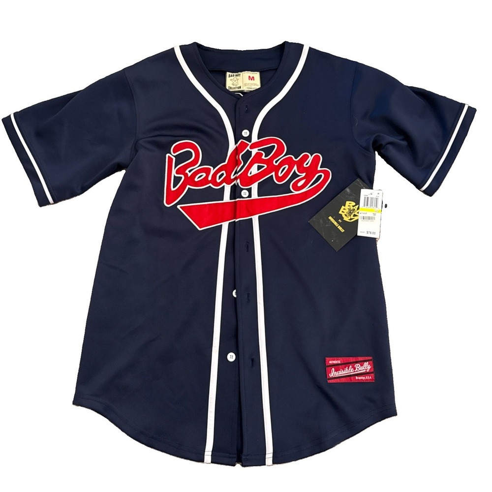 Invisible Bully Bad Boy Notorious BIG Biggie Baseball Jersey Mens Med Streetwear